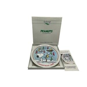 "Snoopy Christmas plate 1980" Peanuts Collection collector plate with Box Schmid